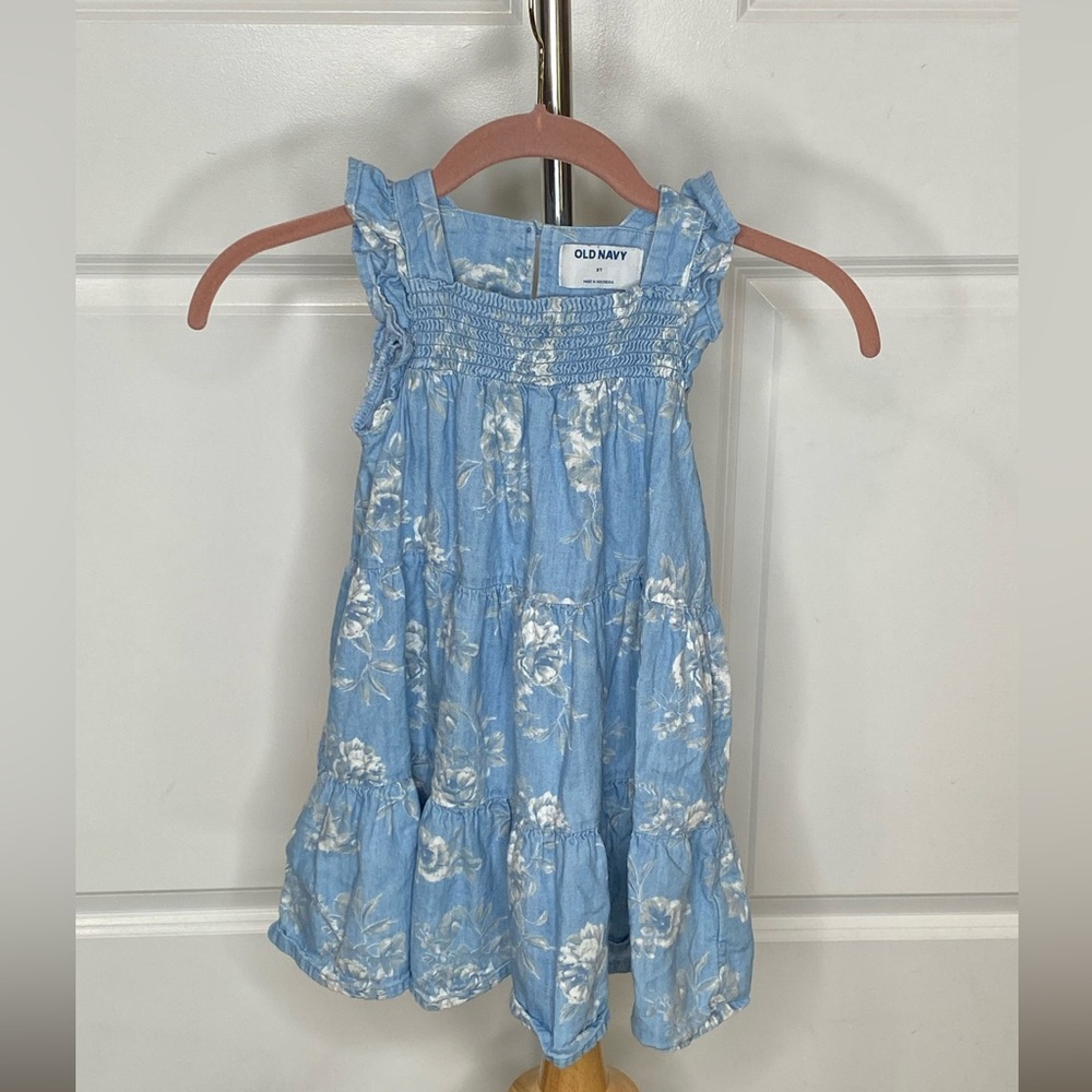 Old Navy 5T Floral Denim Dress